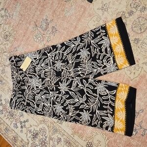 Eliane Rose Wide Leg Black White Gold Cropped Pants Pockets - Size  S